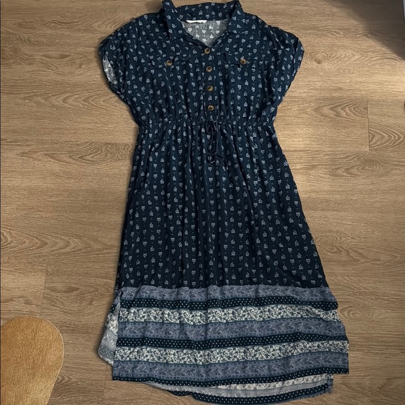 Lucky Brand Dresses & Skirts - Lucky Brand Navy Blue Patterned Dress